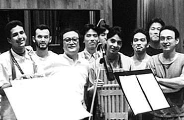 (Photo: Isao Tomita & Kodo at the recording studio for 