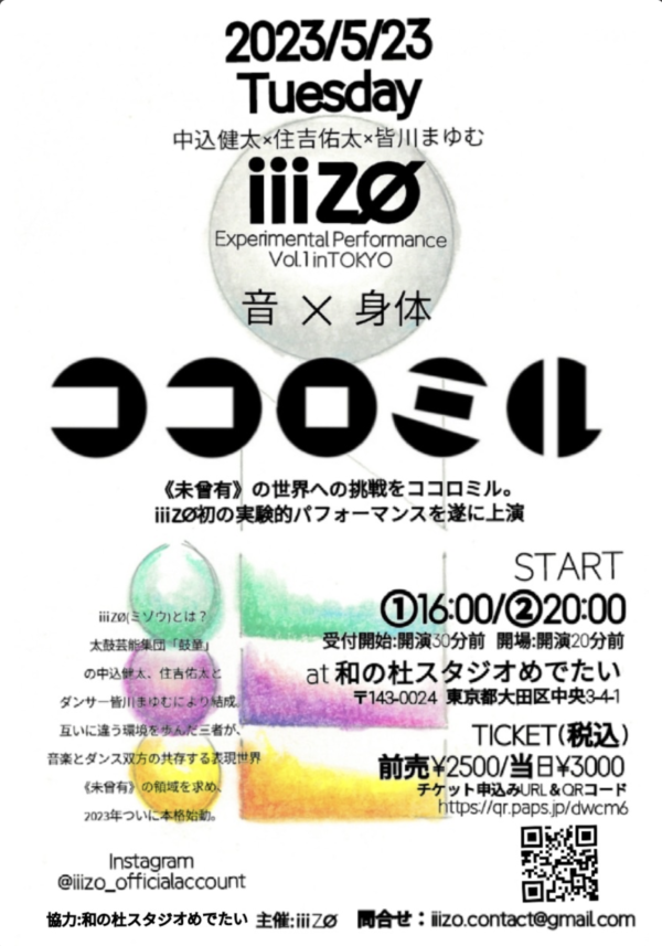 2023年5月23日（火）ⅲZØ Experimental Performance 『ココロミル vol.1 in TOKYO』 （東京都大田区）